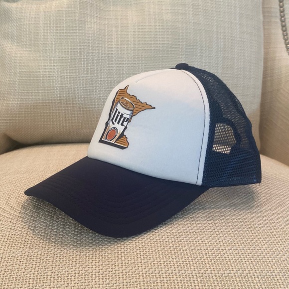 Vintage Miller Lite Minnesota Trucker Hat /Blue & White / Mesh/Snap Back/Unisex - Picture 2 of 10